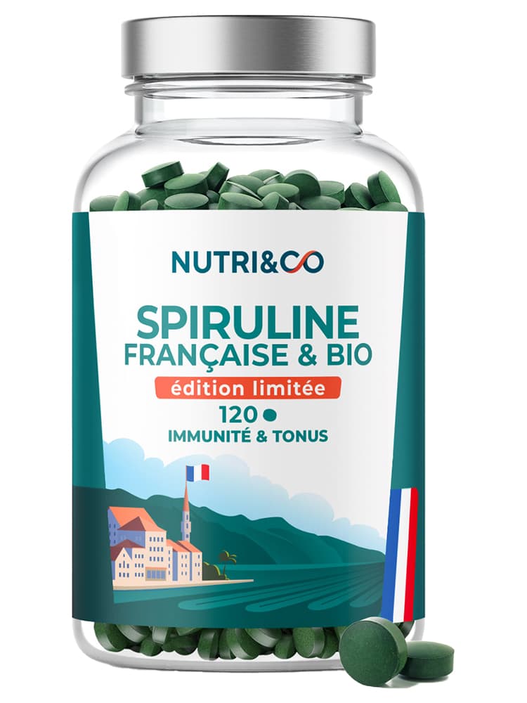 Nutri&Co Spiruline Bio 100% Française Cultivée en Provence Vegan 120 Comprimés